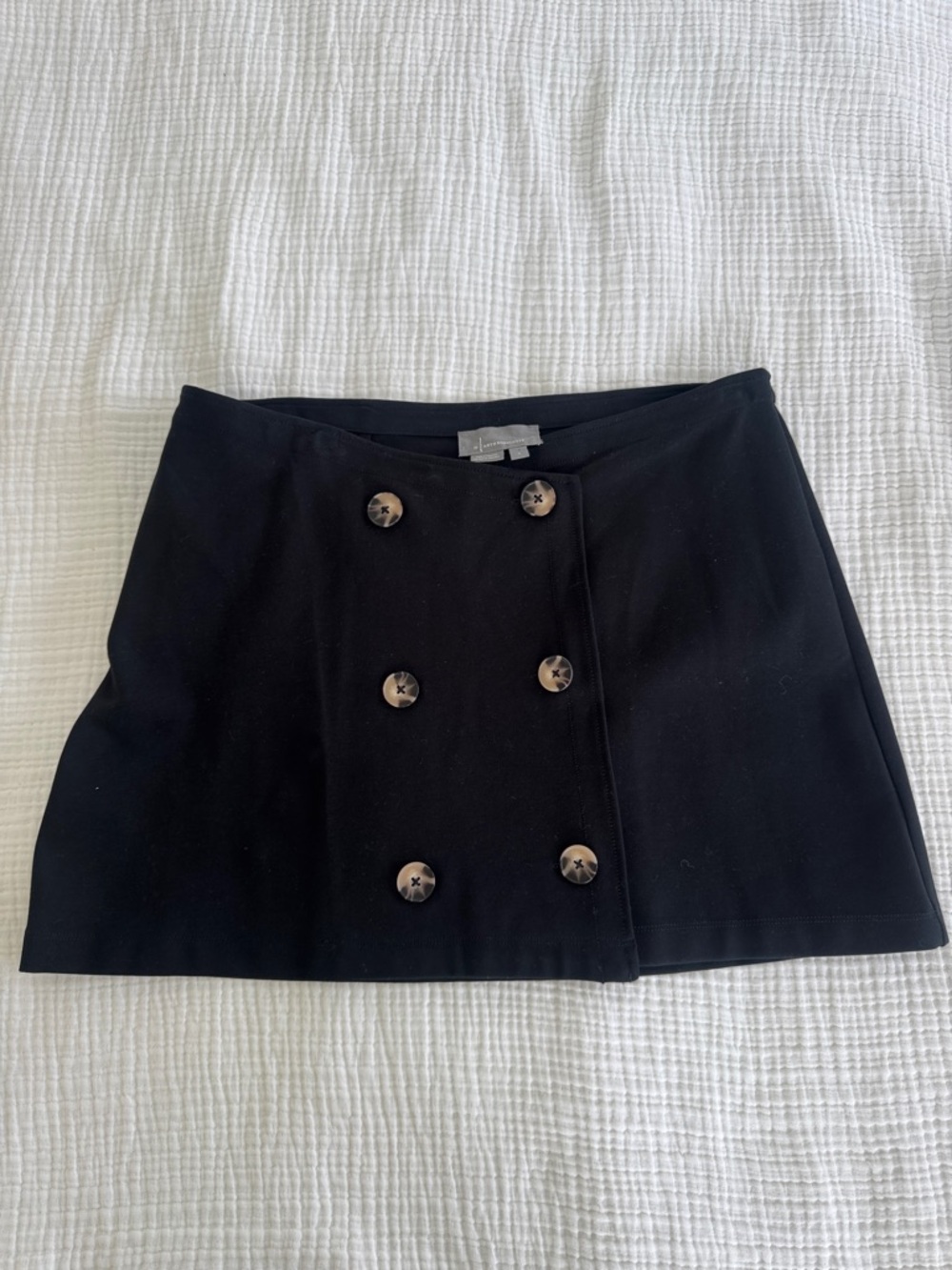 Anthropologie Black Double-Breasted Mini Skirt